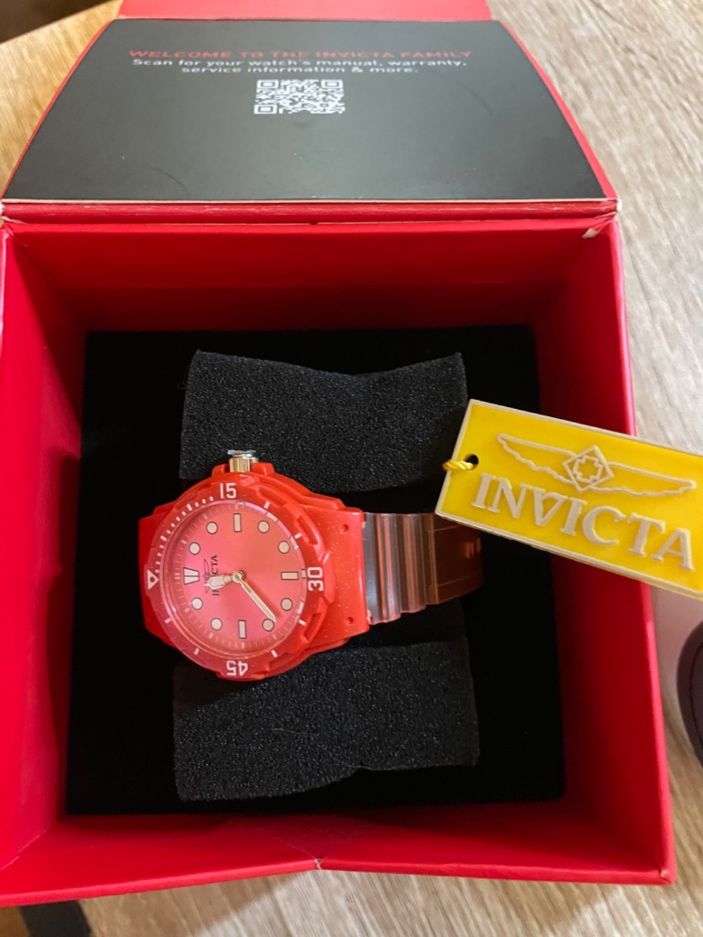 Invicta Red and Silver Dive Watch with Red Dial